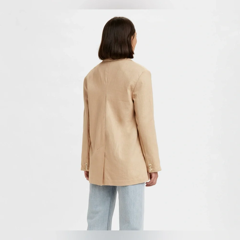 LEVI'S Alexa Classic Oversized Linen Blend Blazer With Double-Breasted Beige